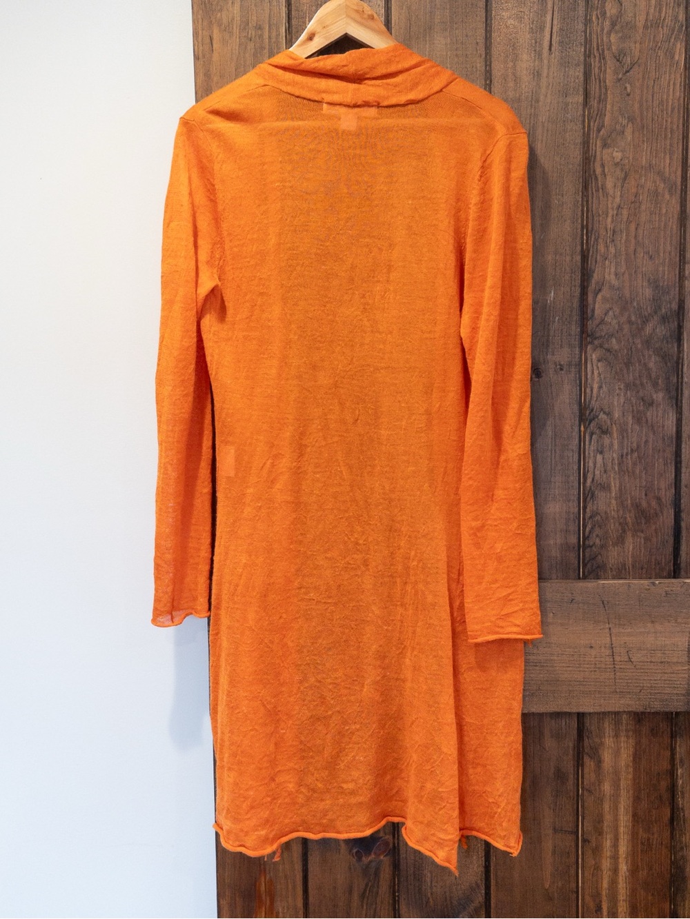 Sao Paulo Orange Linen Blend Open Front Lightweight Duster Cardigan Small 4 - Picture 7 of 7